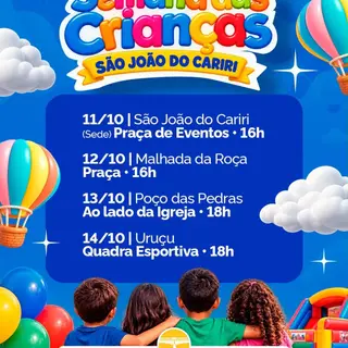 🎈 Semana das Crianças em São João do Cariri! 💙