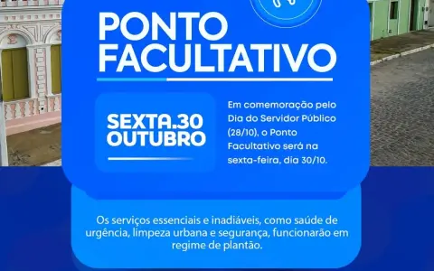 São João do Cariri transfere ponto facultativo para 30 de outubro