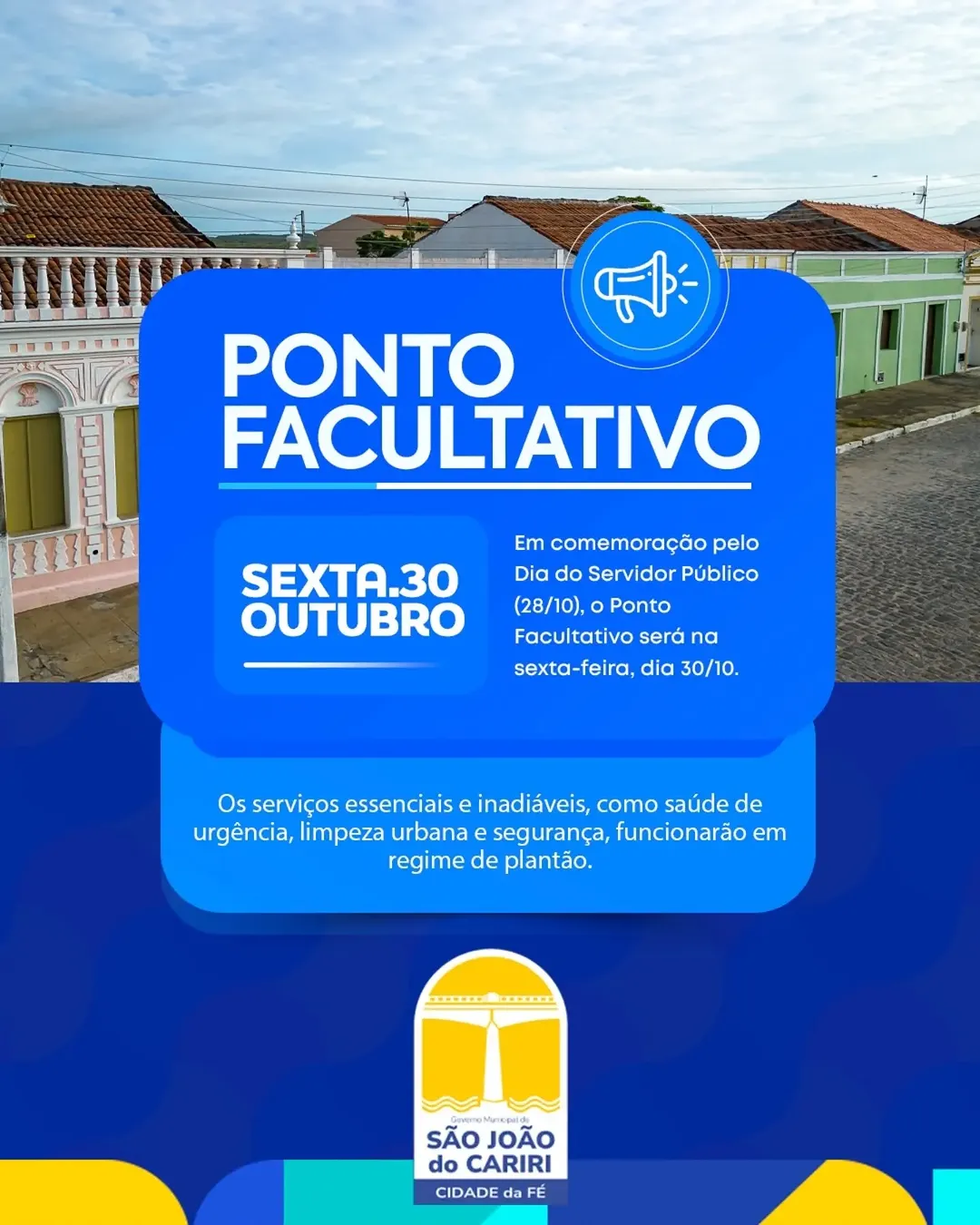 São João do Cariri transfere ponto facultativo para 30 de outubro